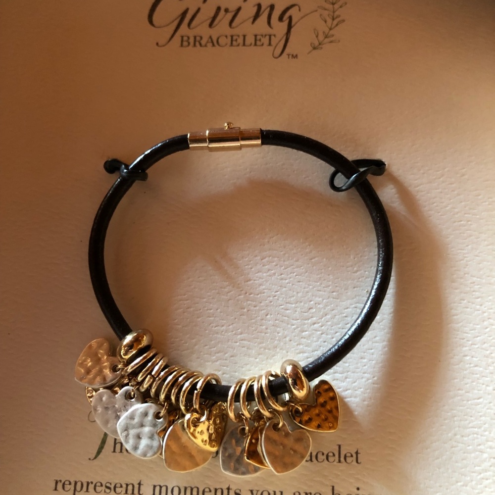 Demdaco bracelet with silver and gold hearts